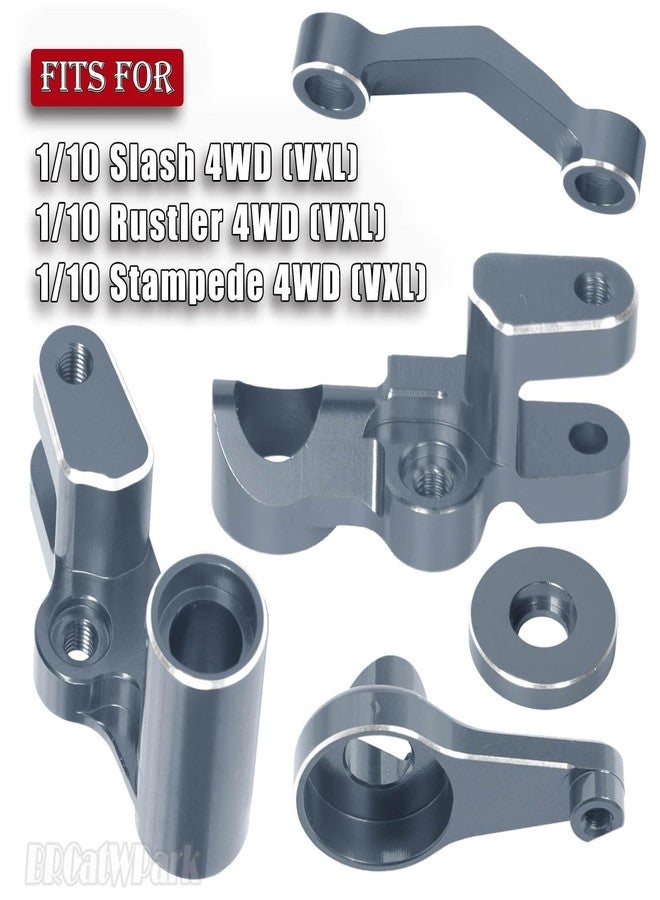 BRCatWPark Aluminum Steering Bellcranks Drag Link w/Ball Bearings Upgrades Part for 1/10 Slash 4X4 VXL/Rustler 4X4 VXL/Stampede 4WD VXL,RC Servo Saver Set Hops up,Titanium - Image 2